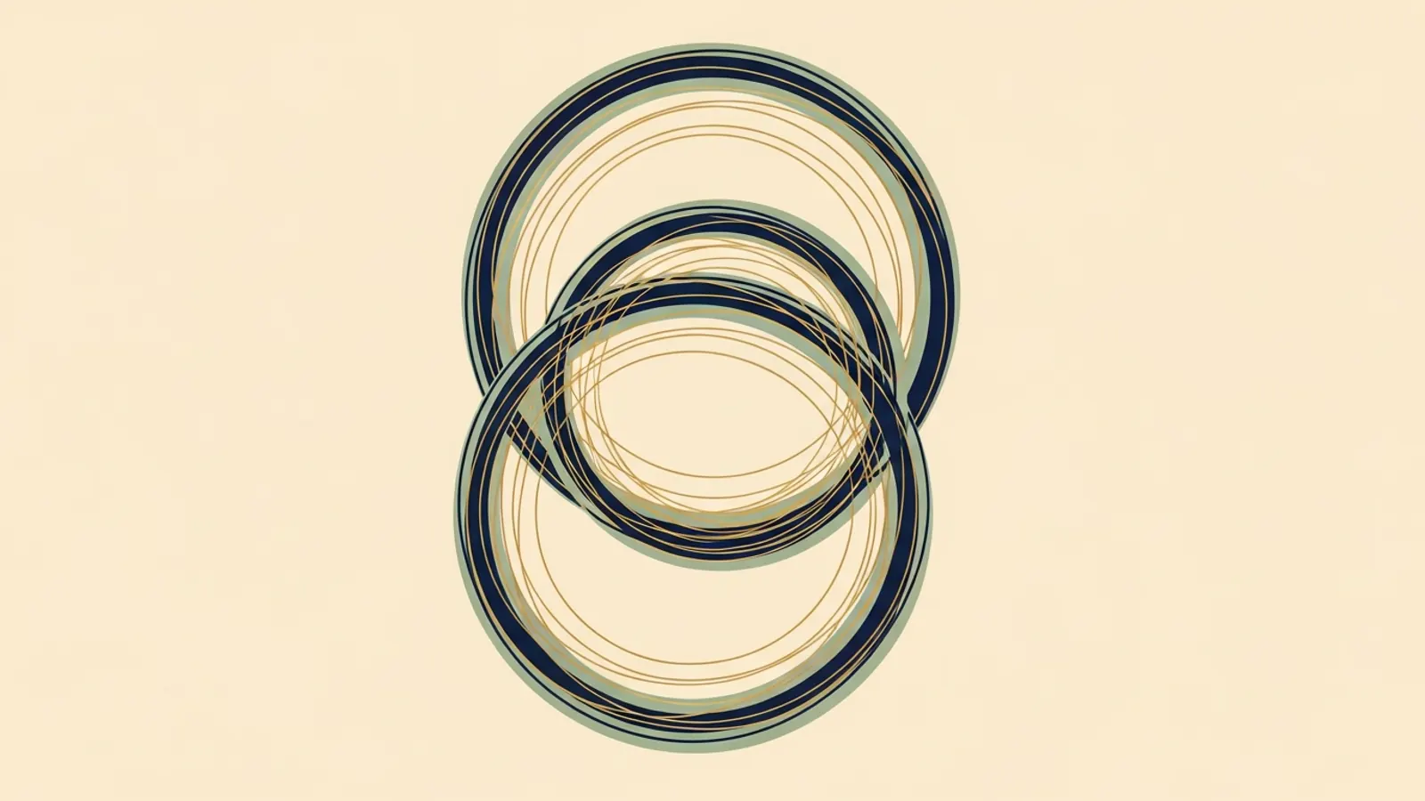 Editorial illustration of three overlapping concentric rings, representing depth and continuity in modern psychiatric care.