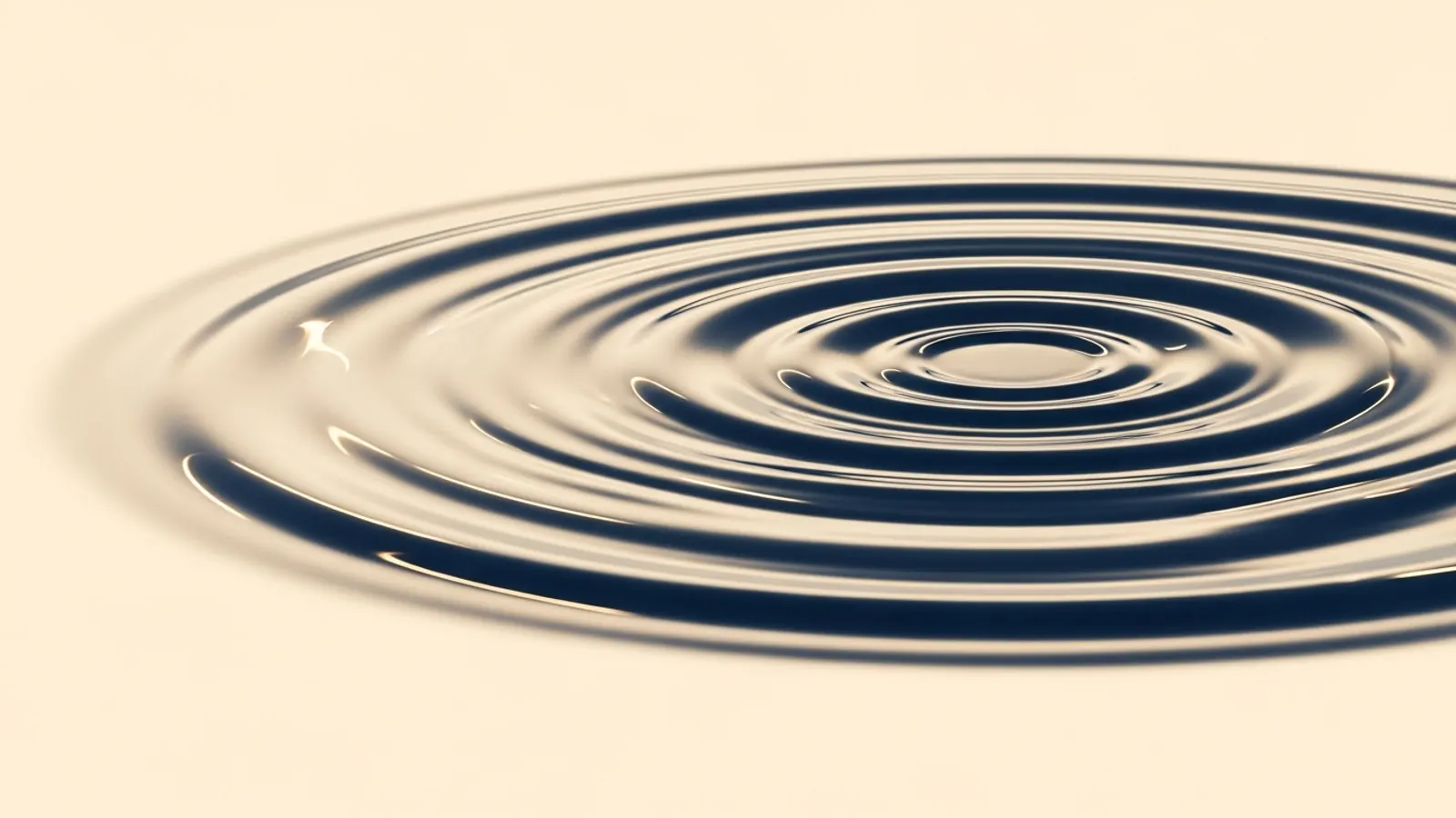 Editorial illustration of expanding concentric ripples on a still pond, representing the way conversations replay long after they end.