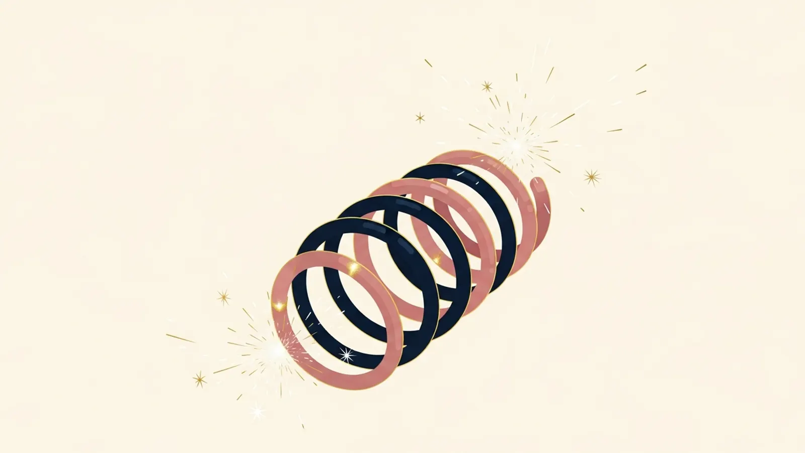 Editorial illustration of a tightly coiled spring with sparks emanating outward, representing held nervous system energy.